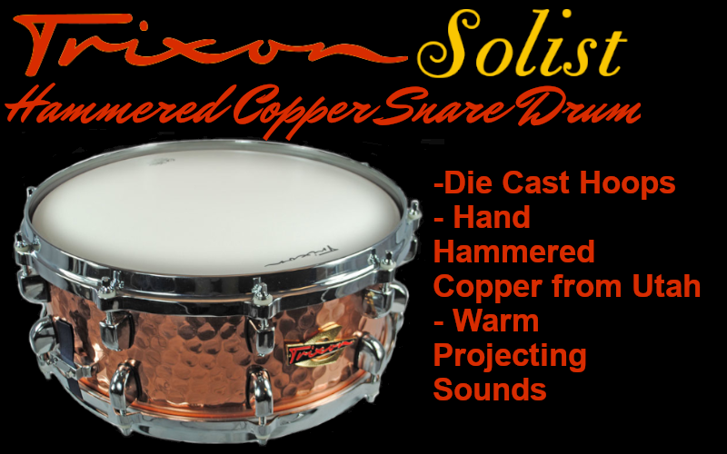 Trixon solist hammer copper snare drum for sale